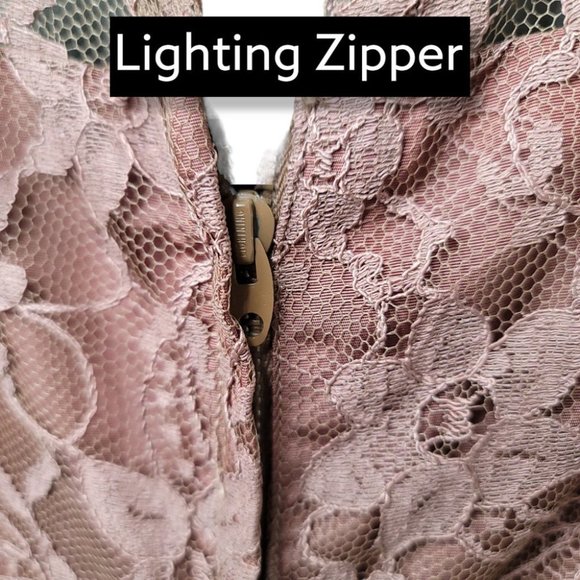 Vintage 1950s - 1970s Women's Pink Blush Mauve Lace Overlay Dress Size Medium - Picture 4 of 7